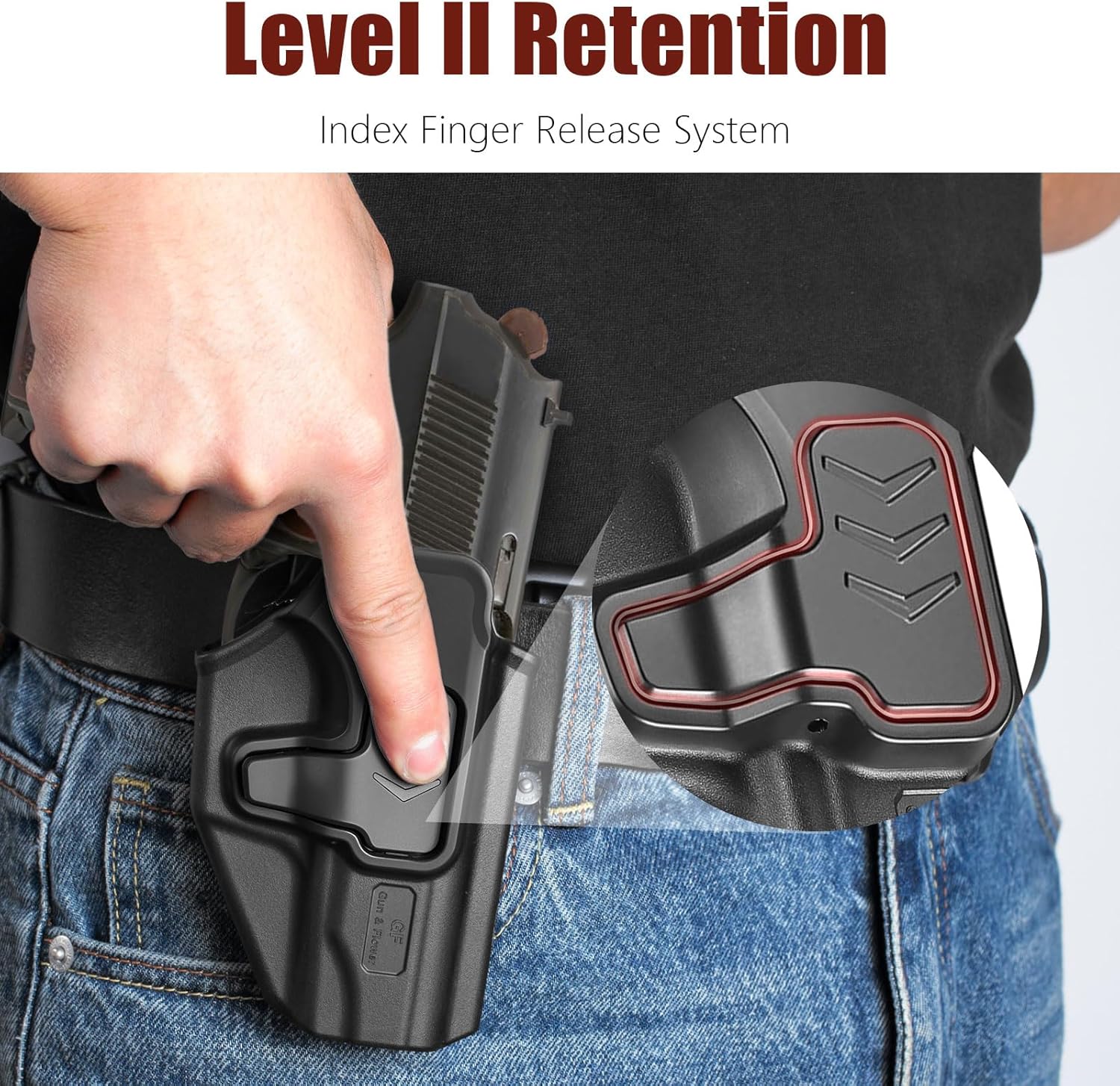 GUN & FLOWER OWB Makarov PM Holster - Level 2 Index Finger Release, 360° Adjustable Tactical Belt Loop Fits 1.5"-2.25" Width, Optics Ready for Red Dot, Right Hand Draw, Open Muzzle Design (Black) - Polymerholster