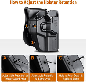 Universal OWB Holster for Compact and Subcompact Pistols, Fit Glock 19/26/43/ 43X/43X Mos, Hellcat pro,Taurus G2C, PSA Dagger Compact and More, Index Finger Release, Right Hand - Gunflowerholsters