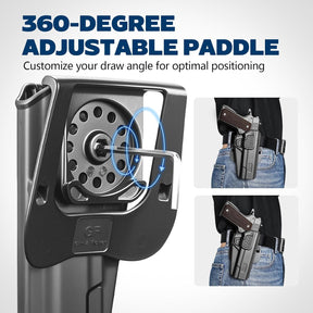 GUN & FLOWER OWB Holster Fit 1911 Colt-Elite Force-Kimber-Springfield-RIA-S&W-Ruger-Taurus-Rock Island and Most 1911 5'' No Rail, Index Finger Release, 360 Degrees Adjustable Paddle w/Molle Adapter - Polymerholster