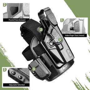 Level III Retention G17 Drop Leg Holster with Single Mag Holder – Fits Glock 17/19 (Gen 3-5), Glock 22/23/31/32 (Gen 3-4), Glock 19X/44/45 – Tactical Thigh Holster Adjustable Right Hand - Gunflowerholsters