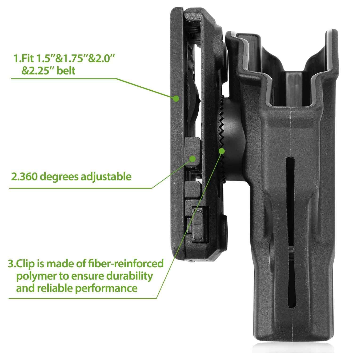 M&P Shield Holster, Polymer OWB Holster Fit Smith & Wesson M&P 9mm/.40 S&W Shield & Shield M2.0, No Button/Fast Draw/Quick Release Holster, 360 Degrees Adjustable/Trigger Lock System. Right Hand|Gun&Flower - Gunflowerholsters