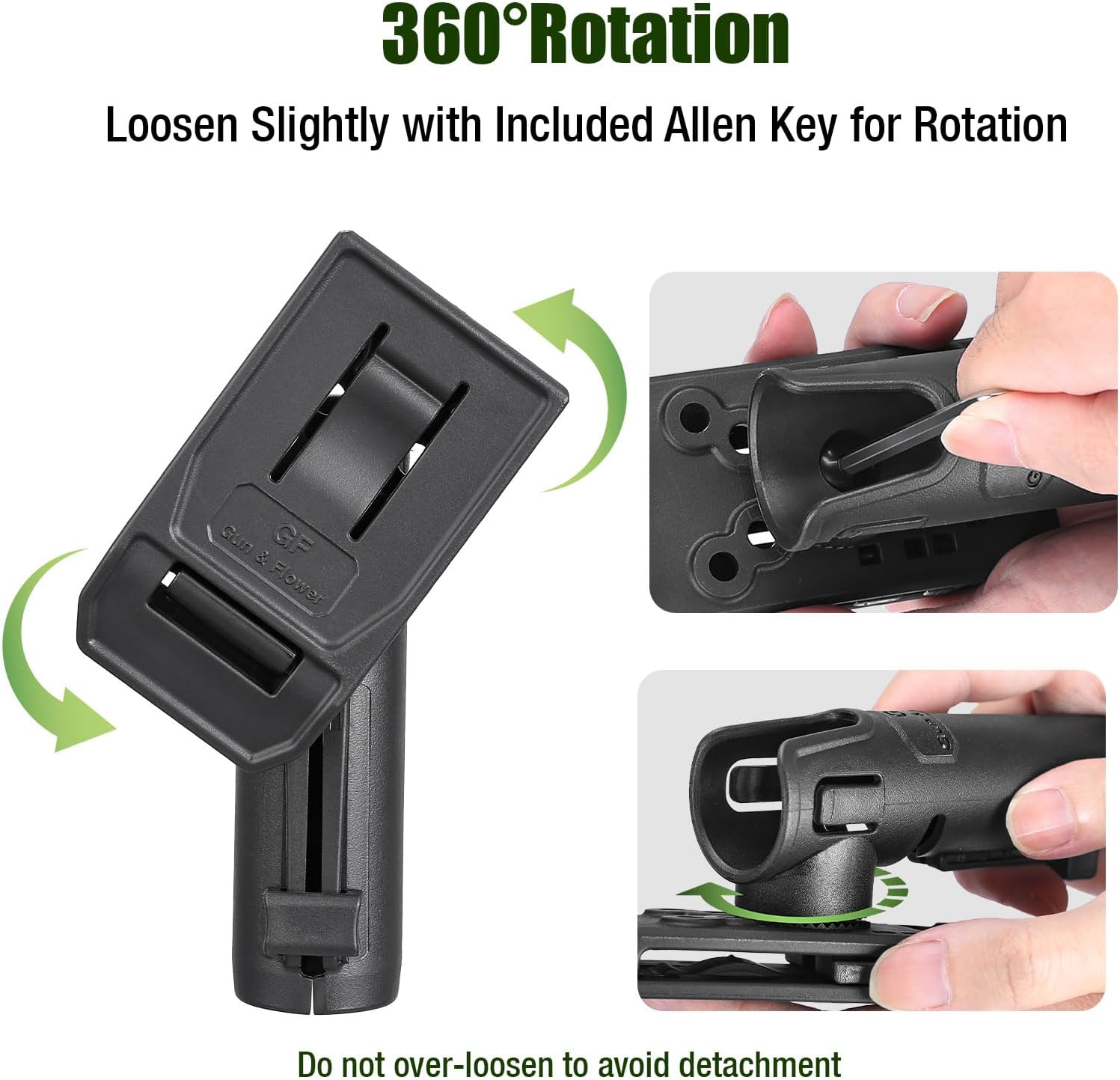 Baton Holder for 1.0 to 1.12 inch Diameter Batons, Expandable Baton Holsters for Duty Belt, 360 Degrees Rotation Tactical Swivelling Baton Pouch, Fits 1.5" 1.75" 2.0" Wide Belt - Polymerholster