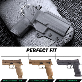 WARRIORLAND OWB KYDEX Holster Thumb Release & Optics Cut Fit: Sig Sauer P320 Full Size/Compact/ P320 M17/P320 M18/P320 X Carry/P320 XFM/P320 AXG Combat/P320 AXG Legion/P320 X Five, Outside Waistband 360 Degree Adj. Fits 1.5"-2.25" Belt, Right Hand - Polymerholster