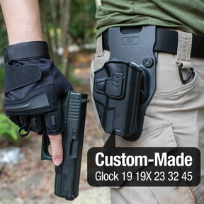 Holster Level II Retention OWB Open Carry,Compatible with Glock G17/G19/G26 Gen3-5  G17/G19 Gen4-5 MOS  G23/G32 Gen5 MOS G19X  G19 Gen4 MOS  G44  G45  G45 MOS  , Fit Belt 1.5’’ 1.75’’ 2.0’’ 2.25’’, Not Fit G23 Gen5, Righ Hand - Gunflowerholsters
