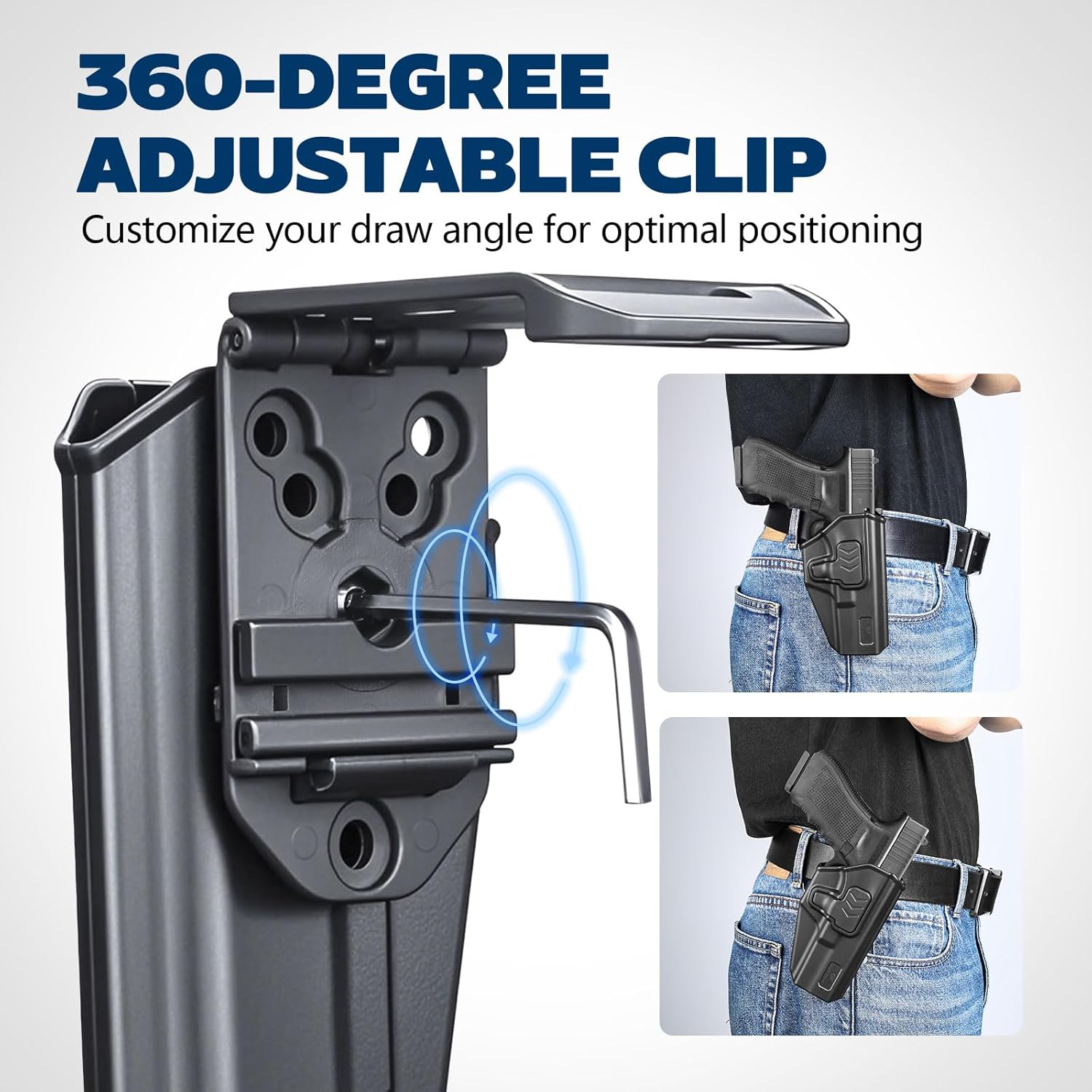 GUN & FLOWER OWB Holster Fits Glock 17 Gen 3-5, Glock 22/31 Gen 3-4, Glock 44/45, Outside Waistband Carry Belt Clip w/Molle Adapter, Level II Index Finger Release, 360 Degrees Adjustable, Right Hand - Gunflowerholsters