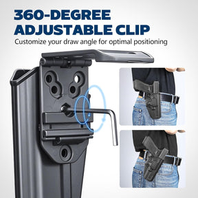 GUN & FLOWER OWB Holster Fits Glock 17 Gen 3-5, Glock 22/31 Gen 3-4, Glock 44/45, Outside Waistband Carry Belt Clip w/Molle Adapter, Level II Index Finger Release, 360 Degrees Adjustable, Right Hand - Gunflowerholsters