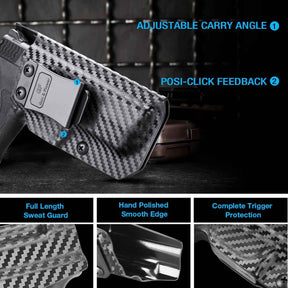 Carbon Fiber Texture Sig Sauer P365 P365 SAS P365X P365.380 ACP IWB Kydex Holster, Right Hand | Gun & Flower