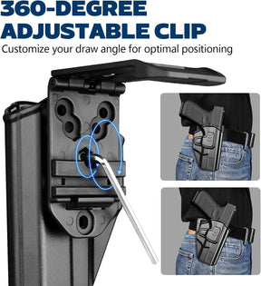 GUN & FLOWER OWB Holster Fits Golck 19 Gen3-5  G19X G23 Gen3-4 G26 Gen3-5  G32 Gen3-4 G44  G45, Outside Waistband Carry Belt Clip w/MOLLE Adapter, Level II Index Finger Release, 360 Degrees Adjustable, Right Hand - Gunflowerholsters