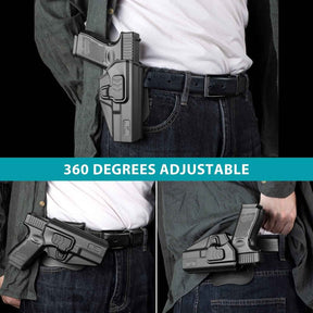 OWB Holster Fits M&P Shield with Integrated Crimson Trace Laser, Index Finger Release, 360 Degrees Adjustable Paddle, Right Hand - Gunflowerholsters