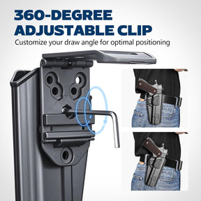 GUN & FLOWER OWB Holster Fit 1911 Colt-Elite Force-Kimber-Springfield-RIA-S&W-Ruger-Taurus-Rock Island and Most 1911 5'' No Rail, Index Finger Release, 360 Degrees Adjustable Belt Clip w/Molle Adapter - Polymerholster