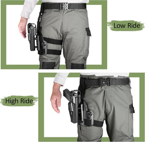 Level III Retention G17 Drop Leg Holster with Single Mag Holder – Fits Glock 17/19 (Gen 3-5), Glock 22/23/31/32 (Gen 3-4), Glock 19X/44/45 – Tactical Thigh Holster Adjustable Right Hand - Gunflowerholsters