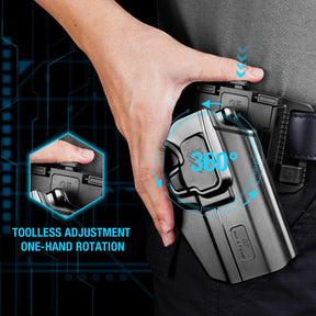 Gun & Flower Tool-Free 360° Adjustment OWB Holster, Optic/RDS Compatible for Smith & Wesson M&P Shield 380 EZ丨M&P Shield 9mm EZ, Quick Release, Level 2 Retention, Belt Loop,Right Hand - Polymerholster