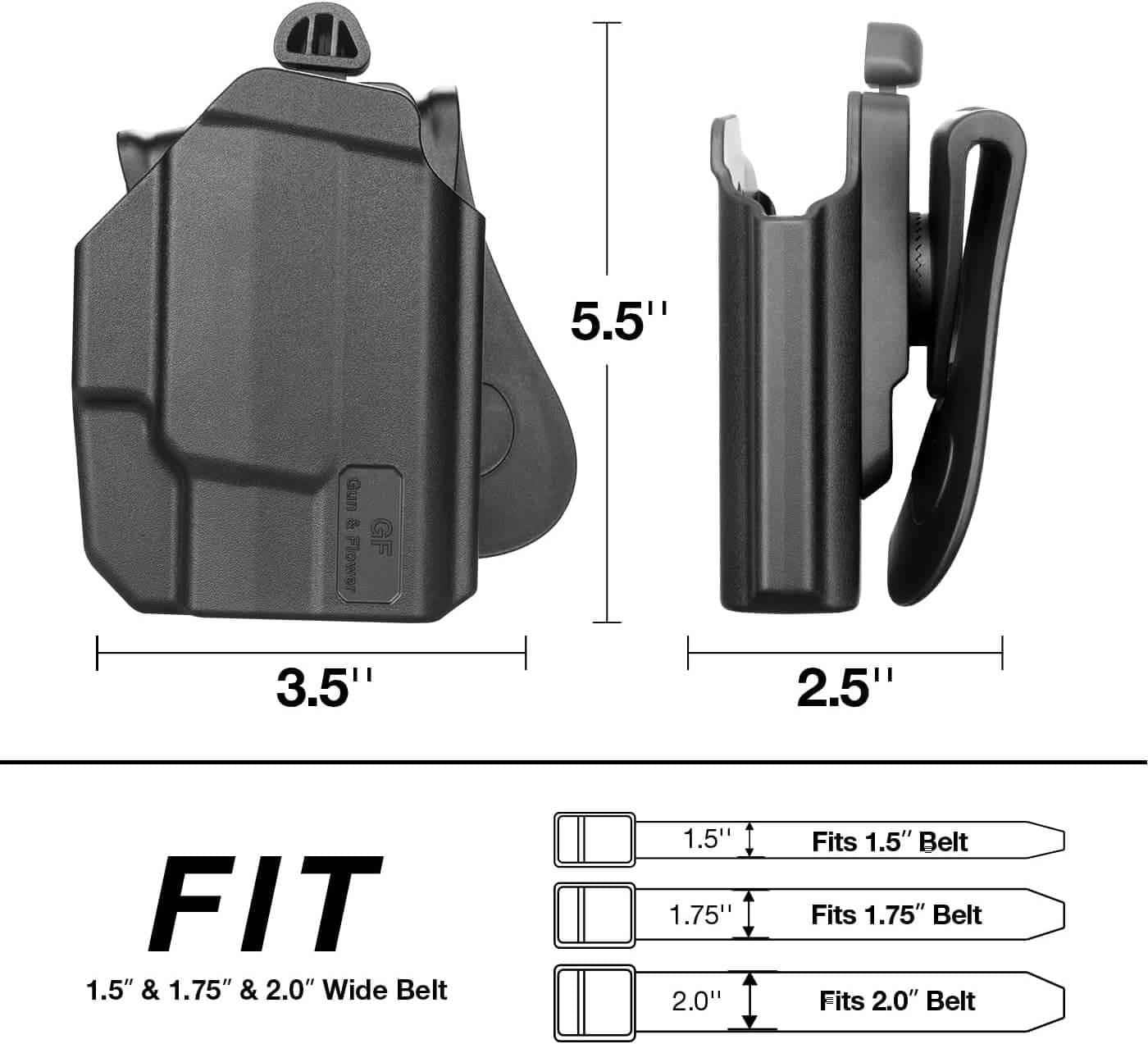OWB Holster Fits M&P Shield with Integrated Crimson Trace Laser, Level 2 Retention Thumb Release, 360 Degrees Adjustable Paddle, Right Hand - Gunflowerholsters