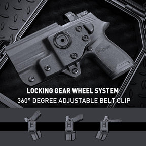 WARRIORLAND OWB KYDEX Holster Thumb Release & Optics Cut Fit: Sig Sauer P320 Full Size/Compact/ P320 M17/P320 M18/P320 X Carry/P320 XFM/P320 AXG Combat/P320 AXG Legion/P320 X Five, Outside Waistband 360 Degree Adj. Fits 1.5"-2.25" Belt, Right Hand - Polymerholster