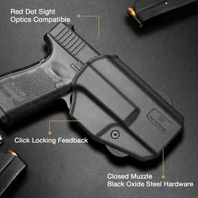 OWB Holster Compatible with G17 Gen3-5 G17 Gen4 MOS G17 Gen5 MOS G19 Gen3-5 G19 Gen4 MOS G19 Gen5 MOS Glock 26 Gen3-5 G34 G19X G34 Gen5 G44 G45 MOS. Outside Waistband Carry Holster with Level I Retention-Right Hand - Polymerholster