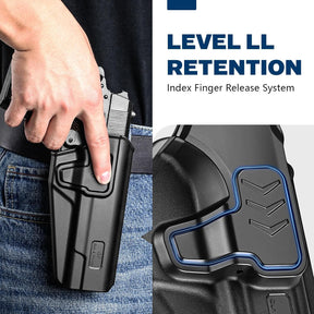 GUN & FLOWER OWB Holster Fit 1911 Colt-Elite Force-Kimber-Springfield-RIA-S&W-Ruger-Taurus-Rock Island and Most 1911 5'' No Rail, Index Finger Release, 360 Degrees Adjustable Belt Clip w/Molle Adapter - Polymerholster