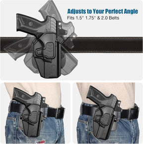 OWB Holster Compatible with Ruger Security 9 Standard, Fits Red Dot/Optics, Level II Index Finger Release Gun Holster, Outside Waistband Carry, 360° Adjustable Paddle, Right Hand - Polymerholster