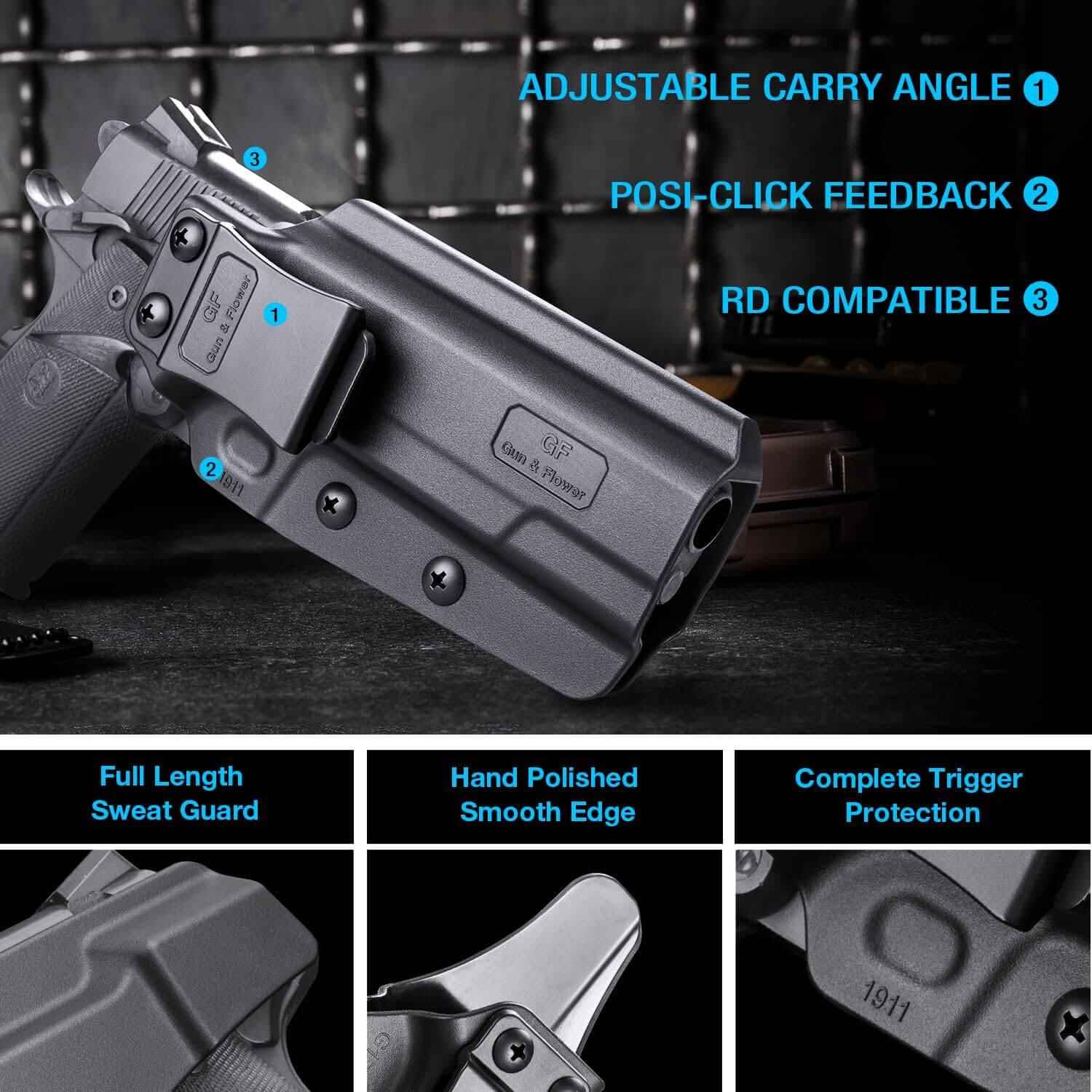 1911 5'' and 4'' Barrels Holsters, IWB Concealed Carry Holster for Colt 1911 / Elite Force 1911 / Kimber 1911 / Rock Island Armory 1911 / Springfield 1911 & More, Right Hand