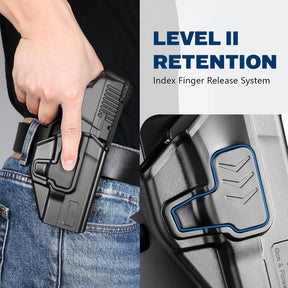 GUN & FLOWER OWB Holster Fits Taurus G2C Taurus G2S Taurus G3C Taurus PT111 Millennium G2 Taurus PT140 Millennium G2, Outside Waistband Carry Belt Clip w/Molle Adapter, Level II Index Finger Release, 360 Degrees Adjustable, Right Hand - Gunflowerholsters