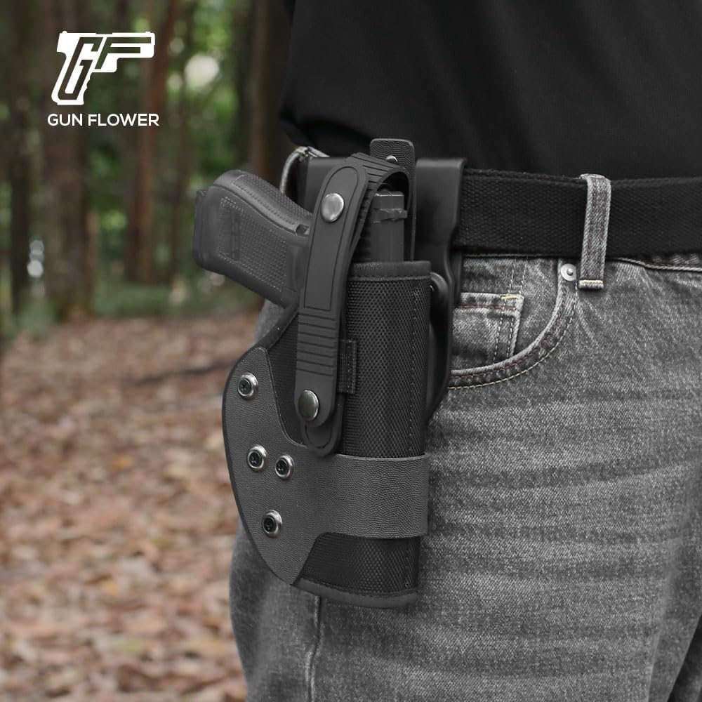Gun & Flower OWB Nylon PE Level II Holster for Glock 17 19 19x 22 23 31 32 44/45/43/43X/48/Taurus G2C/G3C/Millennium G2 PT111/PT140, S&W M&P Shield 9mm/ M&P Shield M2.0 9mm - Gunflowerholsters