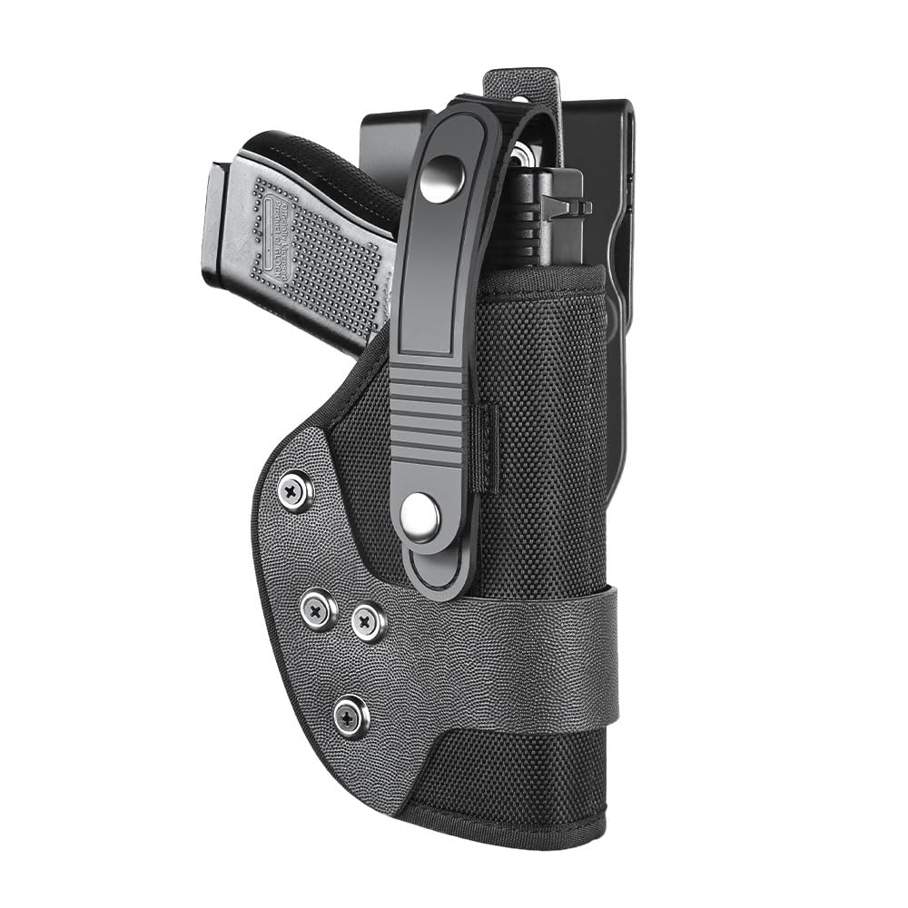 Gun & Flower OWB Nylon PE Level II Holster for Glock 17 19 19x 22 23 31 32 44/45/43/43X/48/Taurus G2C/G3C/Millennium G2 PT111/PT140, S&W M&P Shield 9mm/ M&P Shield M2.0 9mm - Polymerholster