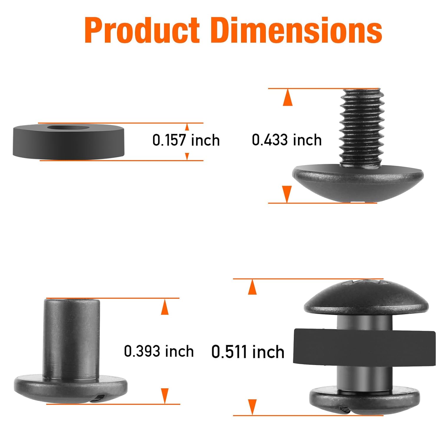 Black Chicago Screws, 12 Pack Holster Screw Kit for DIY Kydex and Leather Gun Holsters/Clips and Knife Sheaths - Polymerholster