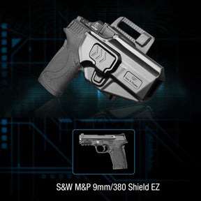 Gun & Flower Tool-Free 360° Adjustment OWB Holster, Optic/RDS Compatible for Smith & Wesson M&P Shield 380 EZ丨M&P Shield 9mm EZ, Quick Release, Level 2 Retention, Belt Loop,Right Hand - Polymerholster
