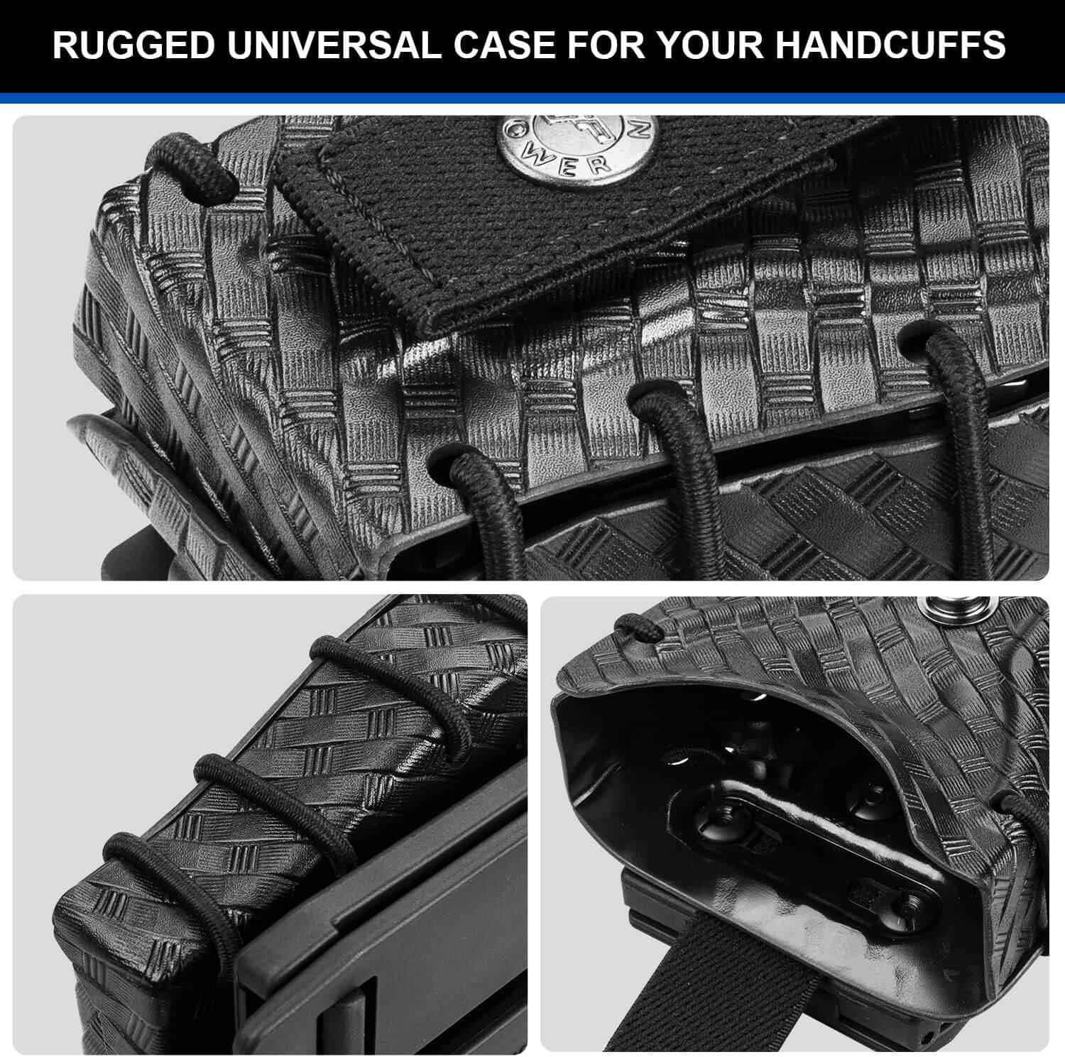 Basketweave Kydex Handcuff Case Fit ASP Handcuffs & Hinged Handcuffs & Chain Handcuffs, Strap Removable&Retention Adjustable,1.5&1.75&2.0&2.25'' security Belt | Gun & Flower