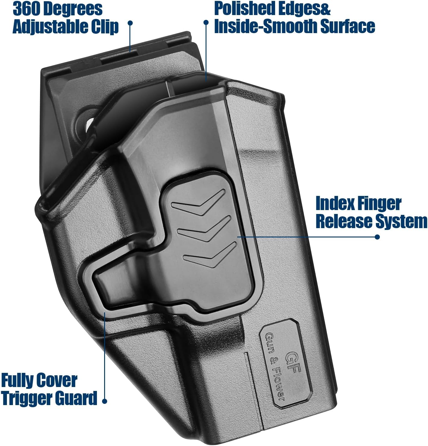 GUN & FLOWER OWB Holster Fits Taurus G2C Taurus G2S Taurus G3C Taurus PT111 Millennium G2 Taurus PT140 Millennium G2, Outside Waistband Carry Belt Clip w/Molle Adapter, Level II Index Finger Release, 360 Degrees Adjustable, Right Hand - Gunflowerholsters