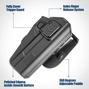 GUN & FLOWER OWB Holster Fit 1911 Colt-Elite Force-Kimber-Springfield-RIA-S&W-Ruger-Taurus-Rock Island and Most 1911 5'' No Rail, Index Finger Release, 360 Degrees Adjustable Paddle w/Molle Adapter - Polymerholster