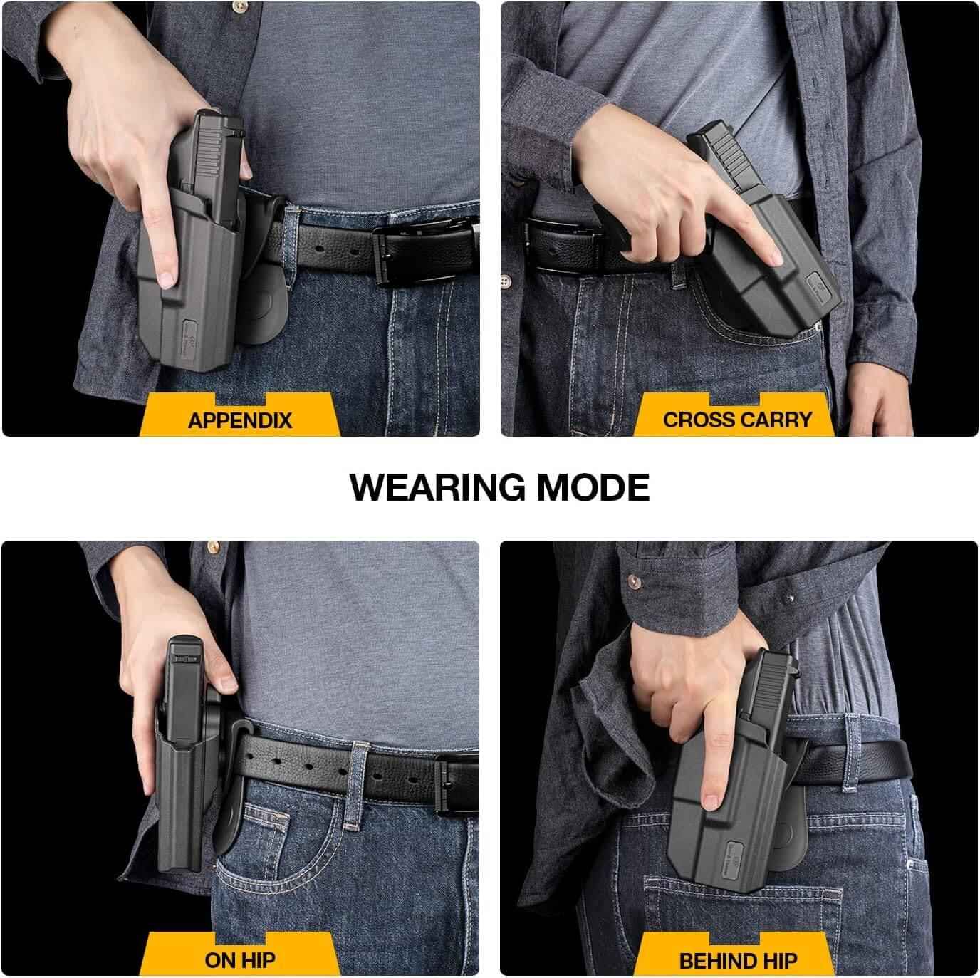 OWB Holster Fits M&P Shield with Integrated Crimson Trace Laser, Level 2 Retention Thumb Release, 360 Degrees Adjustable Paddle, Right Hand - Gunflowerholsters