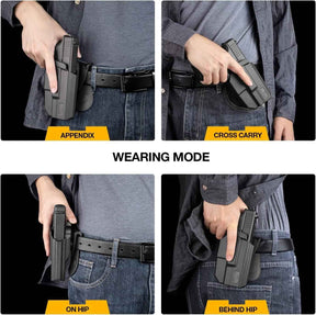 OWB Holster Fits M&P Shield with Integrated Crimson Trace Laser, Level 2 Retention Thumb Release, 360 Degrees Adjustable Paddle, Right Hand - Gunflowerholsters