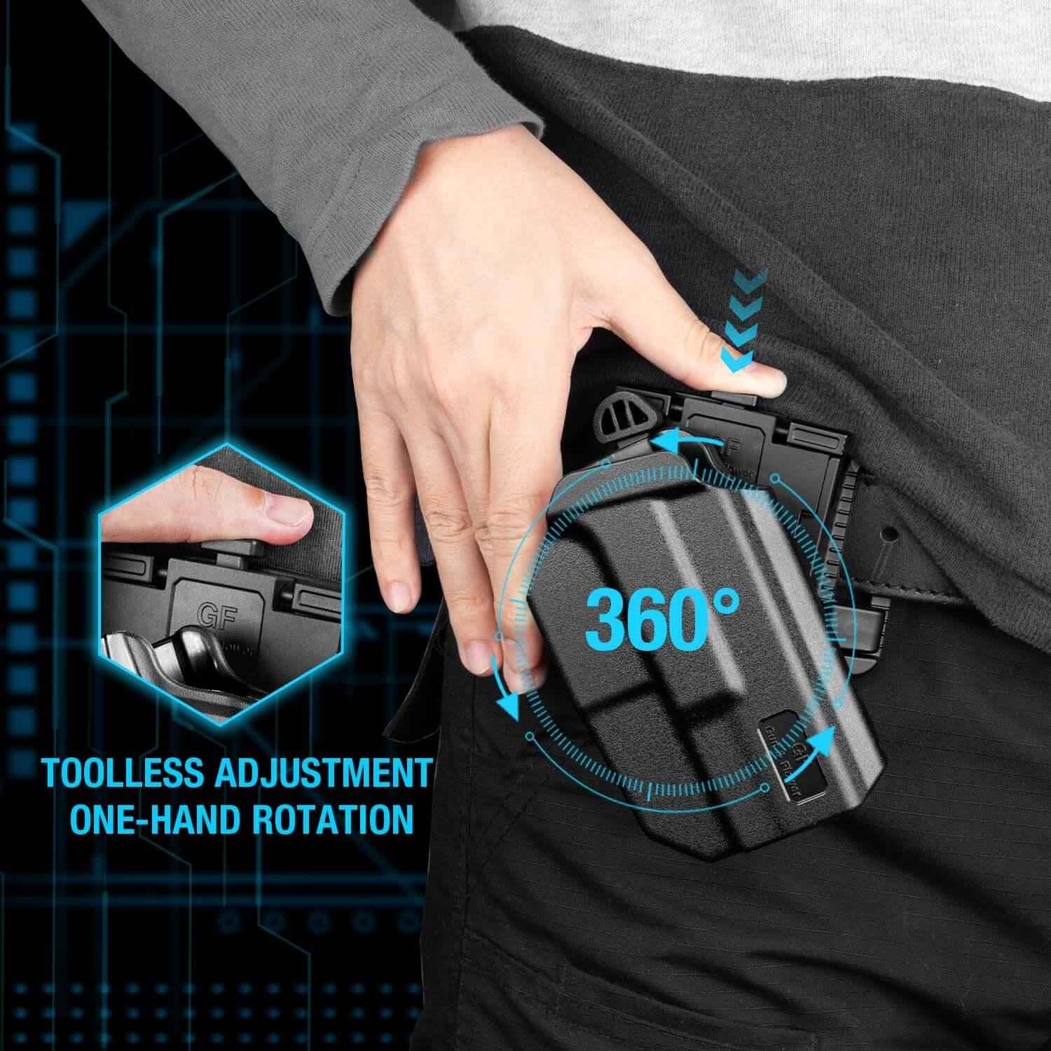 Glock 19 Holster, Level II Retention OWB Holster for Glock19 19X 32 44 45(Gen 3 4 5) 丨Glock23(Gen 3 4), Belt Loop Attachment, Outside Waistband Carry,  Thumb Release,right hand|Gun & Flower - Gunflowerholsters