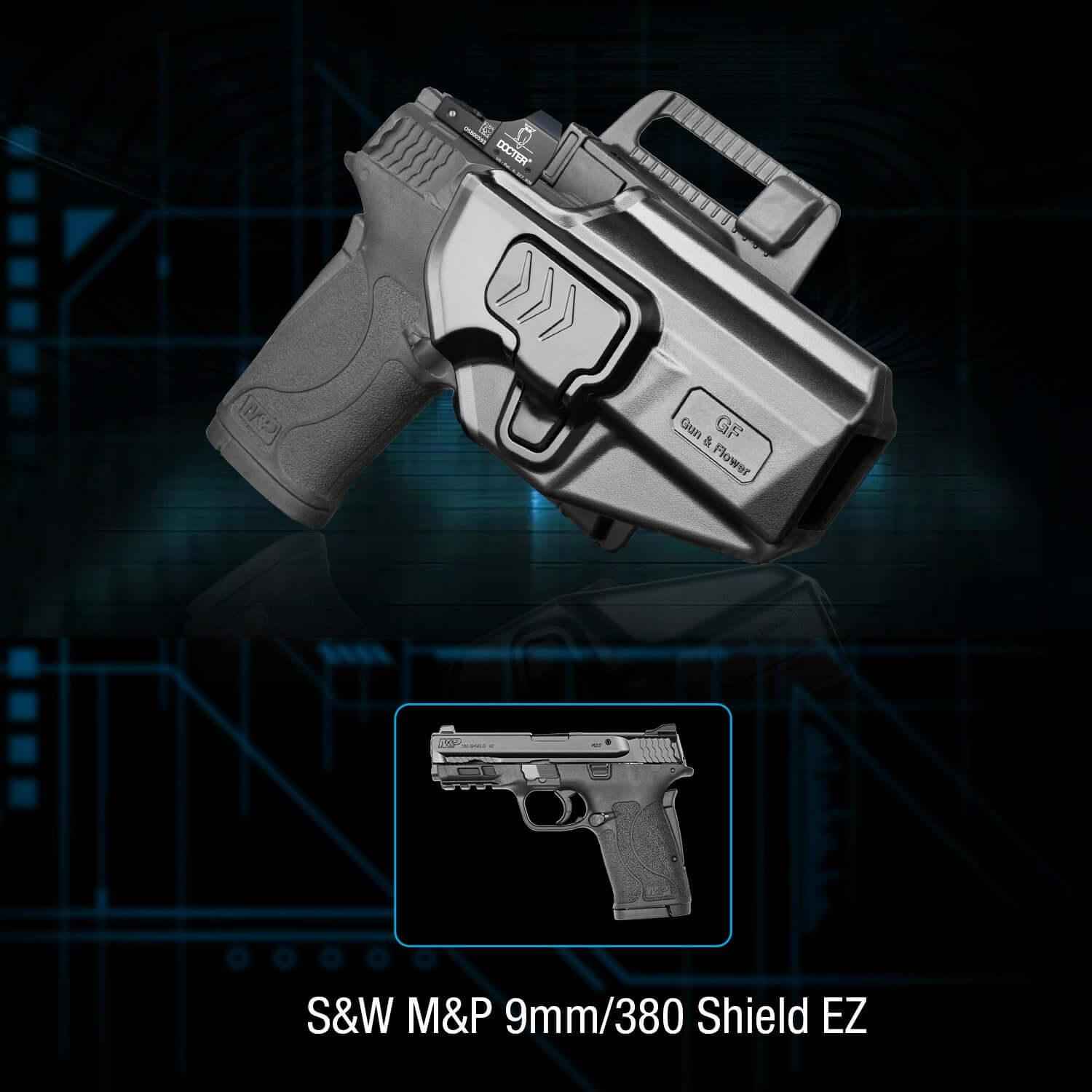 Level II Retention OWB Holster for S&W M&P 9/380 Shield EZ, Belt Loop Attachment, Quick Mounting/Dismounting|Gun&Flower - Gunflowerholsters