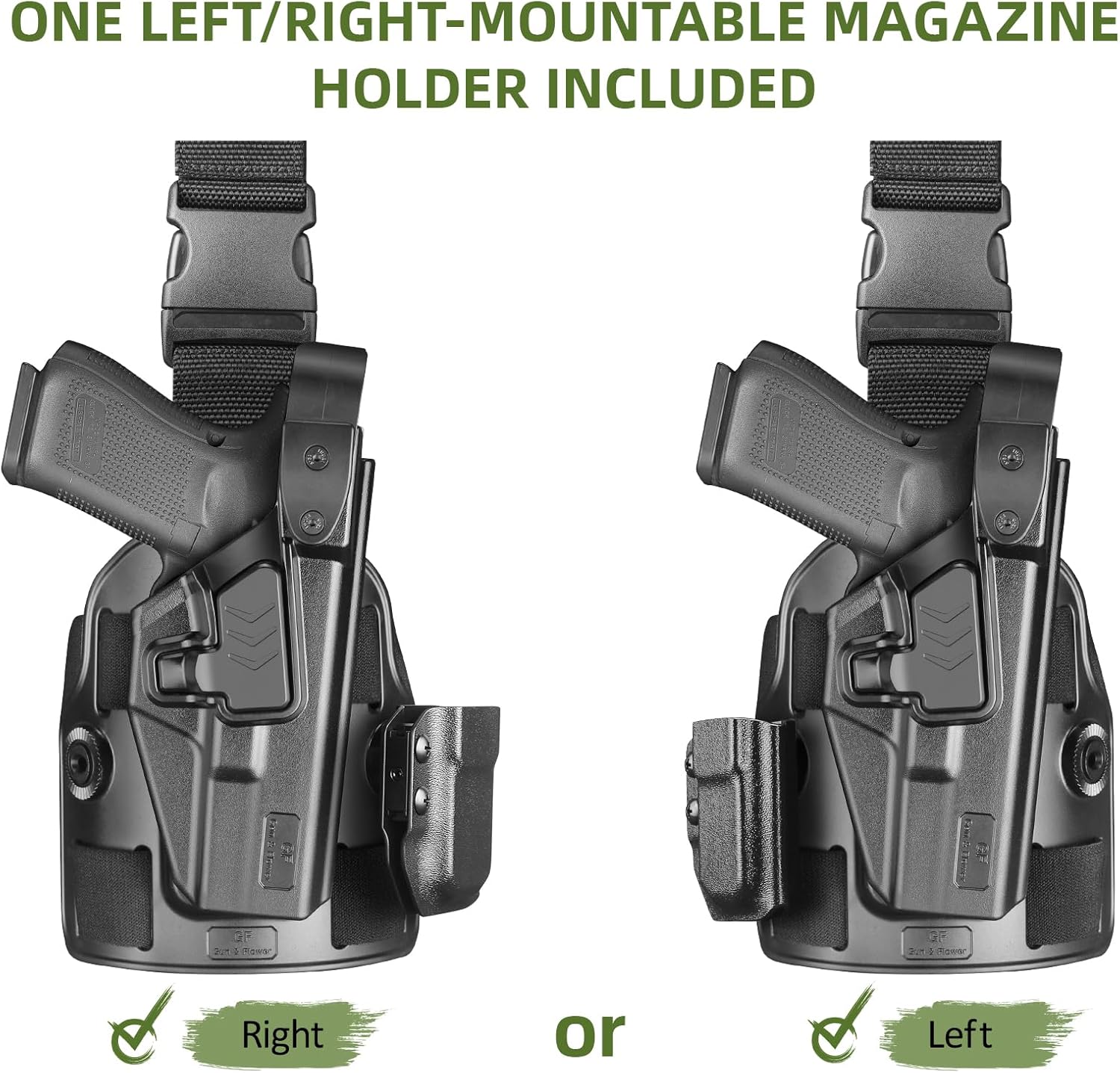 Level III Retention G17 Drop Leg Holster with Single Mag Holder – Fits Glock 17/19 (Gen 3-5), Glock 22/23/31/32 (Gen 3-4), Glock 19X/44/45 – Tactical Thigh Holster Adjustable Right Hand - Gunflowerholsters