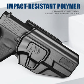 GUN & FLOWER OWB Holster Fits Golck 19 Gen3-5  G19X G23 Gen3-4 G26 Gen3-5  G32 Gen3-4 G44  G45, Outside Waistband Carry Belt Clip w/MOLLE Adapter, Level II Index Finger Release, 360 Degrees Adjustable, Right Hand - Gunflowerholsters