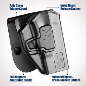 GUN & FLOWER OWB Paddle Holster Fits Taurus G2C Taurus G3C Taurus G3C TORO Taurus G3 Taurus PT111 Millennium G2 Taurus PT140 Millennium G2, Outside Waistband Carry Paddle w/Molle Adapter, Level II Index Finger Release, 360 Degrees Adjustable, Right Hand - Gunflowerholsters