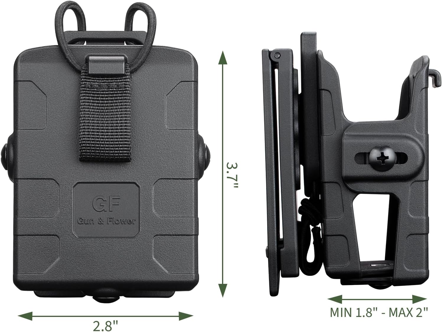 Gun & Flower Molle – Durable Black for Radios, Secure Fit, Easy Attachment for Outdoor, Tactical, and Work Use - Gunflowerholsters