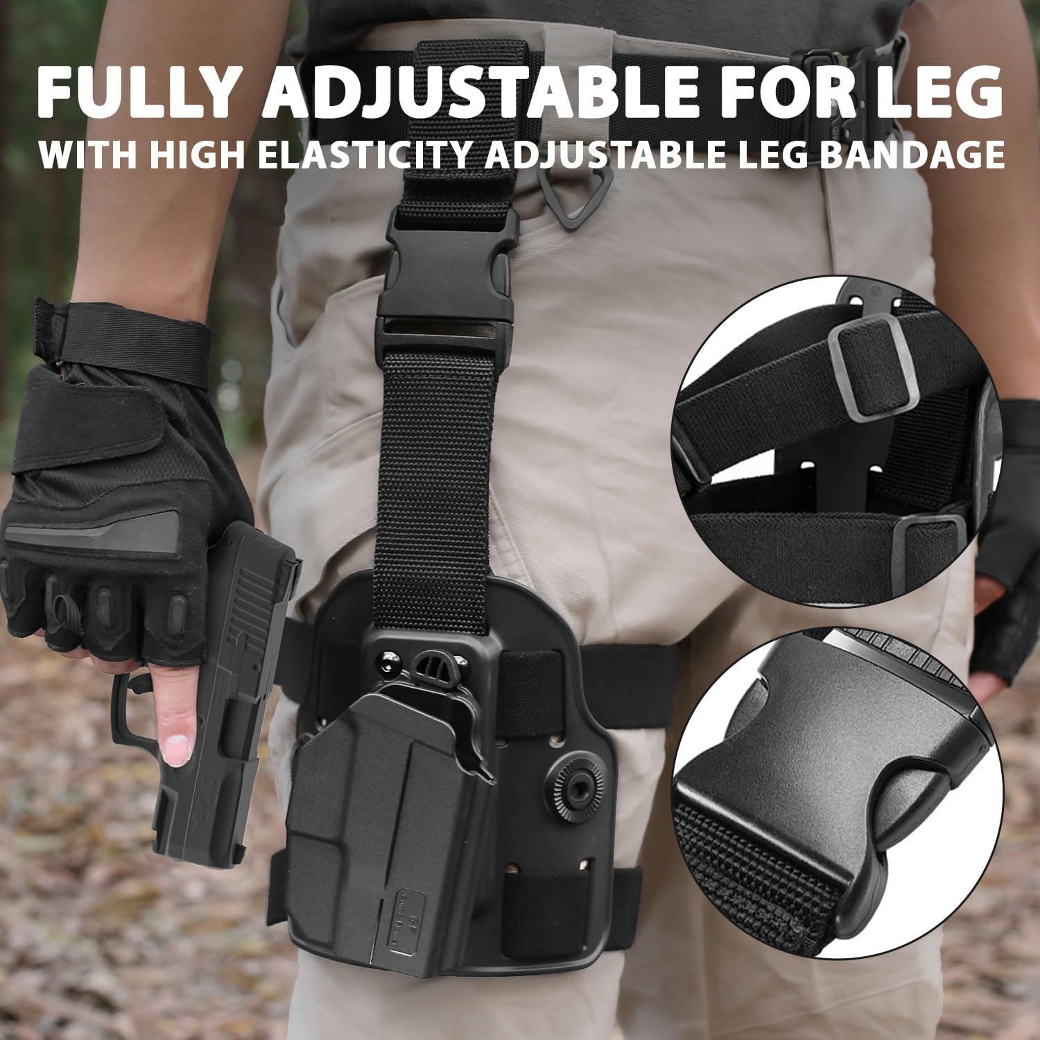 Level II G2C Drop Leg Holster Compatible with Taurus G2C/G3C, Taurus Millennium G2 PT111/PT140, Polymer Drop Leg Platform Holster, Thumb Release Holster - Polymerholster