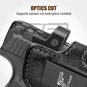 SIG Sauer P365 IWB Leather Holster - Premium Black Leather, Optic Cut & Appendix Concealed Carry, Fits 1.5"-1.75" Belts, Right Hand for P365/P365X/P365 SAS/P365-380 - Gunflowerholsters