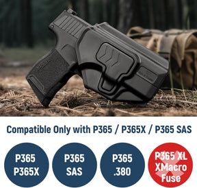 Gun & Flower P365 Holster with Molle Adapter, OWB Holster for Sig Sauer P365X / P 365 SAS / P365 .380, Index Release, Adjustable Cant, Right Hand - Gunflowerholsters
