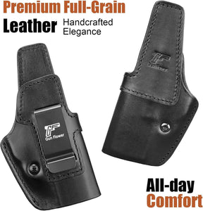 Springfield Hellcat Pro Holster IWB Leather Optic Cut - Fits Hellcat Pro/Comp & Hellcat RDP, Concealed Carry Appendix Inside Waistband, 1.5"-1.75" Belt, Black Right Hand - GUN & FLOWER