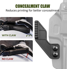 Glock 17/19 IWB Holster with Claw - Optic Cut, Adjustable Ride Height & Retention, Fits G19X/34/44/45 (Gen 1-5), G32 (Gen 3-4) & MOS Models, Right Hand - Polymerholster