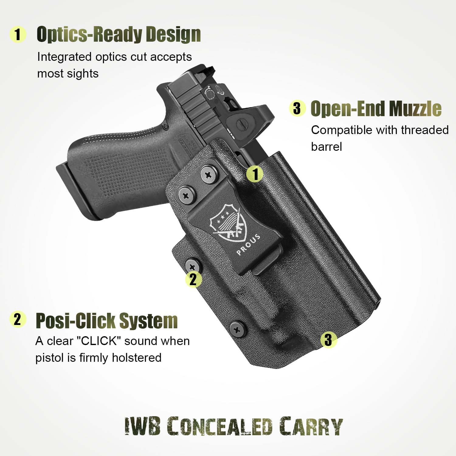 Glock 43X MOS / G48 MOS IWB Kydex Holster - Optics-Ready, TLR-7X/HL-X Sub Compatible, Adjustable Cant & Retention, Fits G43X Rail/G48 Rail/PSA Dagger Micro, Right Hand - Polymerholster