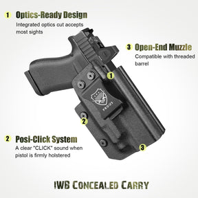 Glock 43X MOS / G48 MOS IWB Kydex Holster - Optics-Ready, TLR-7X/HL-X Sub Compatible, Adjustable Cant & Retention, Fits G43X Rail/G48 Rail/PSA Dagger Micro, Right Hand - Polymerholster