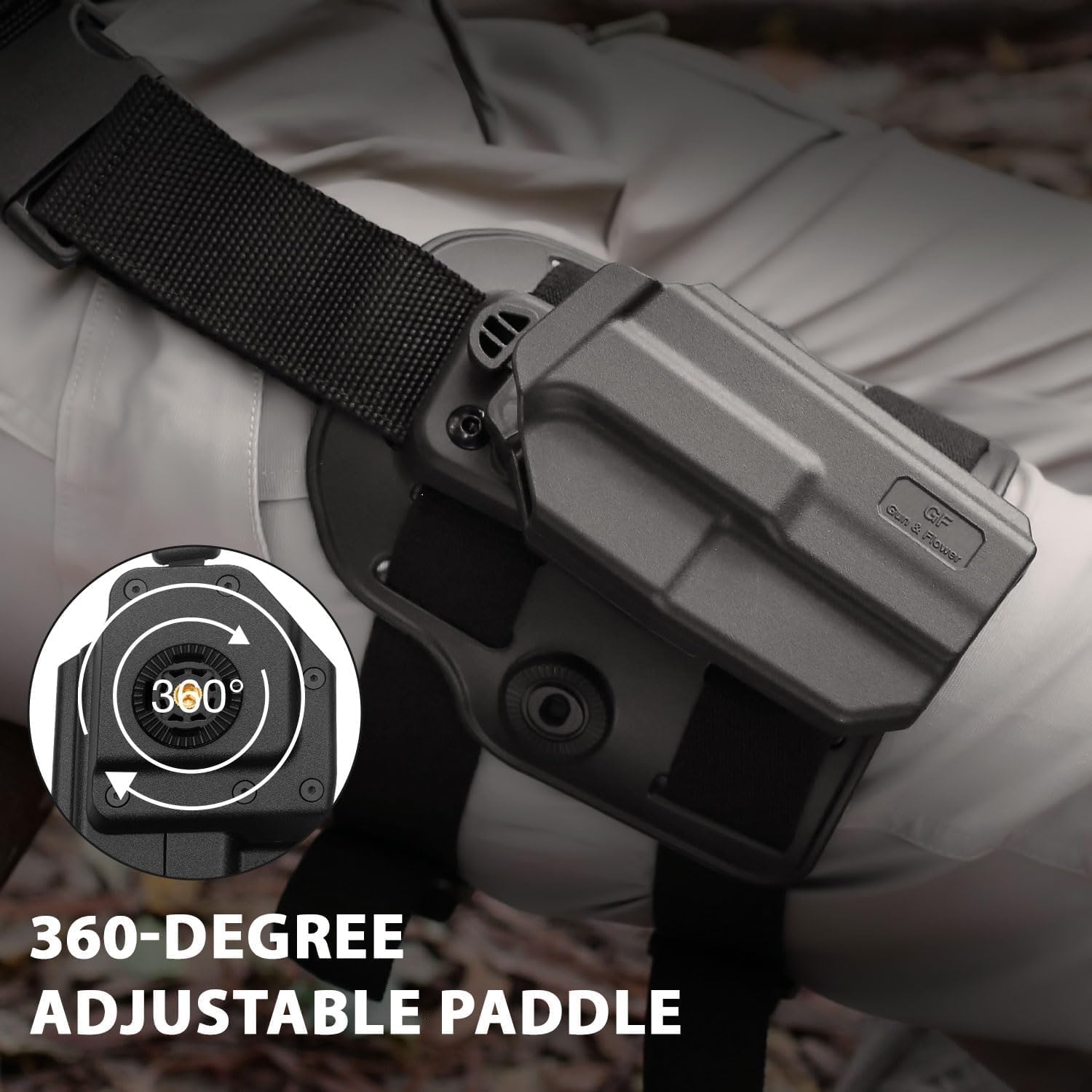 Level II Tactical G19 Drop Leg Holster, Thigh Leg Holster Fits G19 GEN 3-5 G19X/44/45, Adjustable,Level II Retention Thumb Finger Release,Toolless Adjustment, Right Hand - Polymerholster