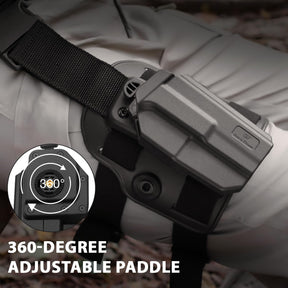 Level II Tactical G19 Drop Leg Holster, Thigh Leg Holster Fits G19 GEN 3-5 G19X/44/45, Adjustable,Level II Retention Thumb Finger Release,Toolless Adjustment, Right Hand - Polymerholster