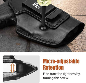 Glock 43/43X/43X MOS IWB Leather Holster - Optic Cut Concealed Carry, Appendix Inside Waistband, Fits 1.5"-1.75" Belt, Brown/Black Right Hand - GUN & FLOWER - Gunflowerholsters