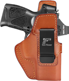 GUN & FLOWER Taurus G3C/G2C IWB Leather Holster - Premium Leather, Optic Cut & Appendix Concealed Carry, Fits 1.5"-1.75" Belts, Right Hand for G3C Toro/TX22 Compact/PT111/PT140 G2 - Gunflowerholsters