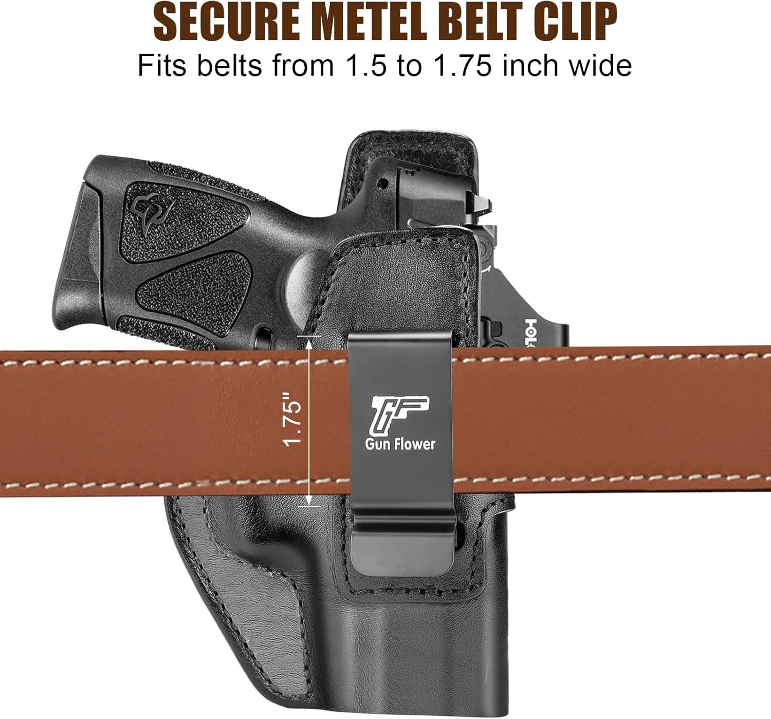 GUN & FLOWER Taurus G3C/G2C IWB Leather Holster - Premium Leather, Optic Cut & Appendix Concealed Carry, Fits 1.5"-1.75" Belts, Right Hand for G3C Toro/TX22 Compact/PT111/PT140 G2 - Gunflowerholsters